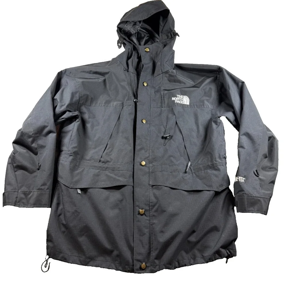 Vtg The North Face Gore-Tex Mountain Jacket Mens XL Black Hooded Shell